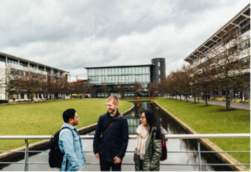 Photograph of a view across Academic Square towards the International Institute for Product and Service Innovation building