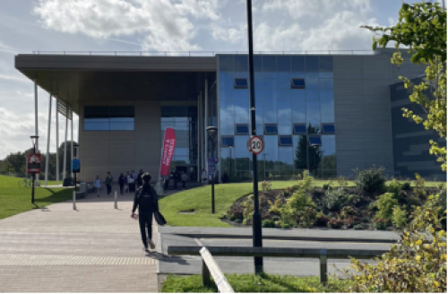 Photograph of the University of Warwick Sports Hub taken from Leighfield Road