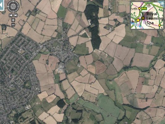 An aerial view of Cubbington and surrounding countryside.