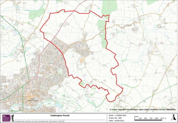 A map of the Cubbington Parish area