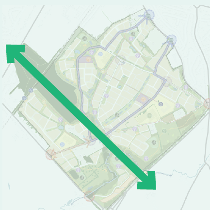 Map showing a north–south green corridor.