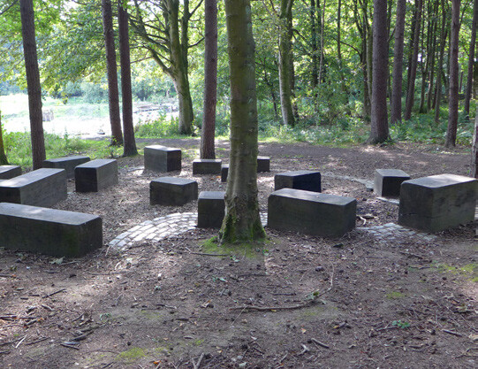 Precedent image showing how informal play equipment can be integrated within the landscape