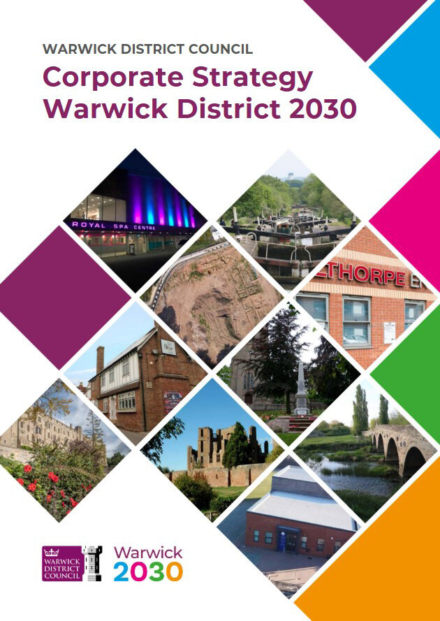 The front cover of the Warwick District Council Corporate Strategy 2030
