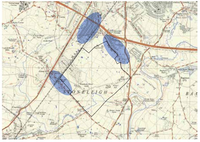 A plan highlighting the key areas of change within the site as described (covering the period 1937-1961)