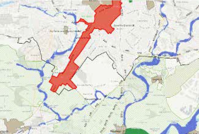 Map showing Kenilworth Conservation Area in red